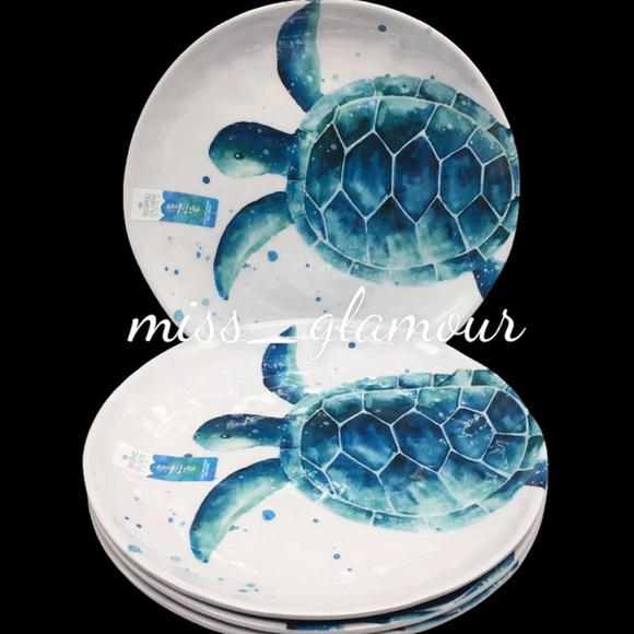 Sigrid Olsen Coastal Outdoor Salad Plates Speckled Blue Turtle Melamine Plates - Picture 1 of 1